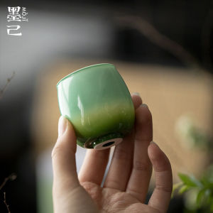 墨己醒春集翡翠绿渐变暖手茶杯功夫茶具陶瓷家用鸡蛋杯薄胎品茗杯
