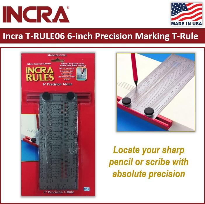 Incra 6-Inch Precision T-Rule – Marking & Measuring Tool With Micro-Fine Holes To 1/64 Inch