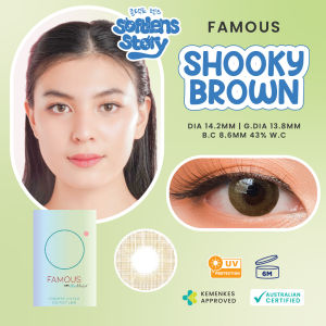 Famous Shooky Brown | 14.2mm Soflens Warna | Soflen Beda Minus (1pcs/sebelah) | Normal dan -0.50 sd -8.00