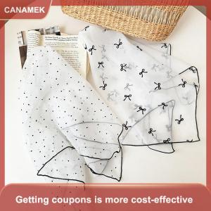 【CANAMEK 】 White Fabric Flower Triangle Hair Scarf Wraps Women Retro Triangle Headscarf Hat Travel Photo Headband Hair Accessories
