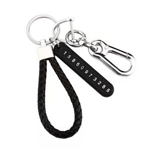 HTF.Anti-lost Phone Number Plate Car Motorcycle Keychain Pendant Keyring Key Chain