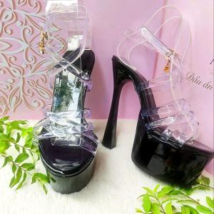 Giày đúp cao gót nữ 15 phân quai dây đan chéo gót màu chắc chắn đúp trước cao 5p đi tiệc catwalk áo dài nhẹ êm