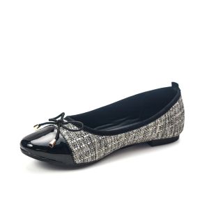 Christian Bale Bela Flatshoes Sepatu Wanita Sepatu Hitam Cewek Balet Women Shoes Motif Kanvas