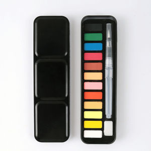 Brand New 12/18/24/36/48 Colors solid Watercolor Paint Set With Brush water colours Pigments painting Art Supplies