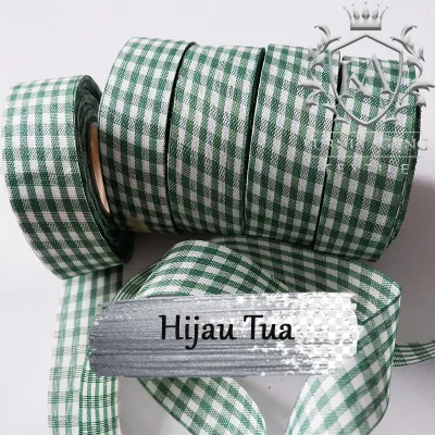 Pita Kain Kotak 2.5cm / Pita Motif Kotak Bahan Kain 1 Inch Untuk Bungkus Kado Souvenir Hampers Ulang Tahun Snack Bucket Dijual per ROLL