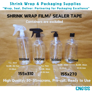 100pcs Shrink Wrap Plastic Packaging Shrinkable Plastic Sealer Film for Spray Bottle 1000ml Container