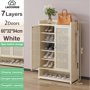 Bamboo Shoe Cabinet With Rattan Door Shoes Cabinet Organizer Breathable Door Large Capacity