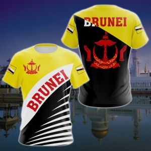 Brunei Flag & Coat of Arms Graphic Tee Summer Casual Pullover Mens Fashion Loose T-shirts Boy Oversized Short Sleeves Tops