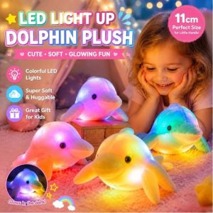 30cm Cute Creative Luminous Plush Toy Dolphin Doll Glowing LED Light Animal Toy Colorful Doll Pillow