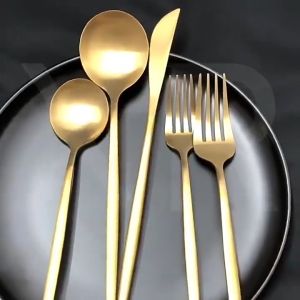 Gold Cutlery Quality Stainless Steel Cutlery Set Thick Fork Spoon Knife Teaspoon Sudu Garpu