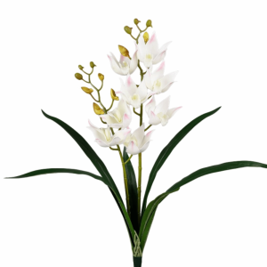 MAOMEI HOUSE Cymbidium nhân tạo Cành hoa lan nhân tạo với Lá Cây Hoa Lan Magpie Hoa Lan Hồ Điệp Giả Cắm hoa Cảm giác chân thật Hoa giả Trang trí văn phòng tại nhà