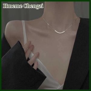 Hmeme 925 Sterling Silve New Simple Versatile Fashion Temperament Clavicle Chain Pearl Necklace Women Pendant Jewelry