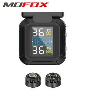 MOFOX M5 TPMS Motorcycle Tire Pressure Monitoring System with 2 External Sensors Temperature Alarm