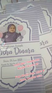 Undangan Tasyakuran Aqiqah Ukuran A5 Murah Kekinian Bahan Kertas BC 200gsm Free Plastik Opp