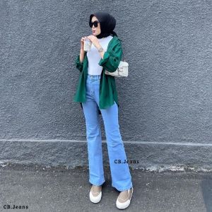 Cutbray Jeans Highwaist / Highwaist Cutbray Jeans Wanita Kekinan