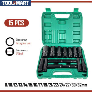 15pcs / 20pcs 1/2 Inch Long Impact Socket Set Deep Socket Spanar Box Set Tool Set 8mm - 32mm Impact Wrench Socket Set