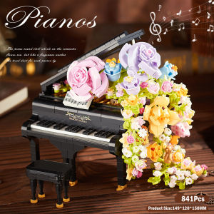 Bouquet Flowers Building Blocks Piano Violin Eternal Blocks Flower Toy Ornaments Educational Toys for Kids