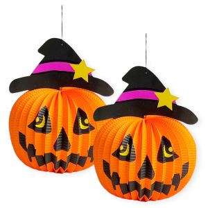 Pinky Bee Dekorasi Halloween Labu Topi Kertas Lipat (pc) 69330100