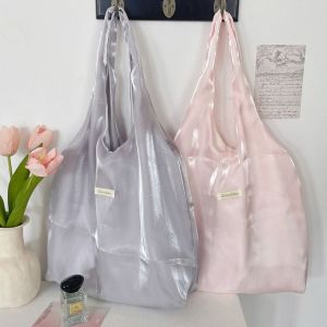 ANGY ประกายมุก กระเป๋าผ้าไหม น้ำหนักเบา แบบพับได้ กระเป๋าผ้าซาติน นางฟ้า ลัทธิขี้เกียจ กระเป๋าสะพายไหล่แบบเสื้อกั๊ก สาวๆ