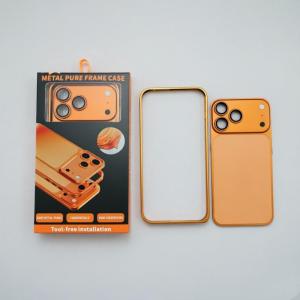 Sec Metal Back Film Phone Case with Large Window for iPhone 16 Pro Max 17 16 15 14 13 12 Pro Max Plus to 17 pro max Metal back film frame mobile phone case