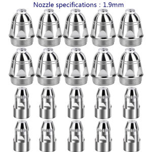20Pcs 1.1/1.3/1.5/1.7/1.9mm P80 Plasma Electrode Nozzle Cutting Torch 60A 80A 100A P80 CNC Plasma Torch Tip Electrode Nozzle