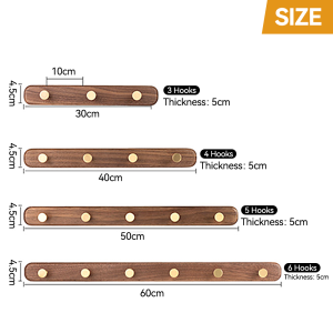 SG-Soild Wooden Row Hooks Black Walnut Hanger Rack Hanging T-shape No Drilling Wall Mounted Coat Hook Holder for Bathroom Closet Home Room Decoration