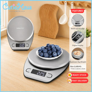 CUTIEHAUS 5kg/1g LCD Digital Scale Electronic Kitchen Weighing Scale Stainless Steel Penimbang Makanan - Fulfilled by Cutiehaus