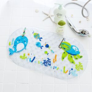 Large anti-slip bathroom mat bathroom shower bathtub foot mat cartoon with suction cup bathroom floor mat.
