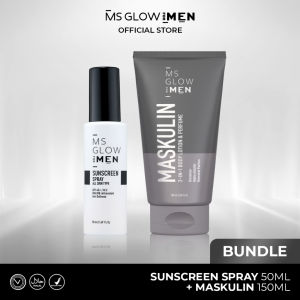MS GLOW MEN Paket wajah pria bundling sunscreen + body lotion parfum maskulin isi 2 sunscreen & body lotion parfum maskulin