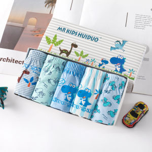 ชุดชั้นในเด็กผ้าฝ้ายแท้คลาส A ผ้าฝ้ายแท้กางเกงในเด็กชายกล่องละ 5 ตัวกางเกงขาสั้นเด็กชาย 3-12 ปี