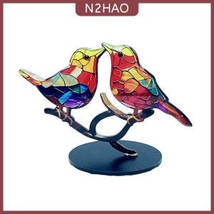 N2HAO  Màu Acrylic Chim Trên Chi Nhánh Máy Tính Để Bàn Đồ Trang Trí Hai Mặt Nhiều Màu Phong Cách Chim Thủ Công Bức Tượng Máy Tính Để Bàn Đồ Trang Trí