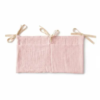 CLOVO Double-Layer Childrens Storage Bag Foldable Pure Cotton Stroller Diaper Organizer Large Capacity Portable Baby Crib Hanging Bag Children Bedding