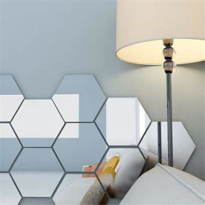 50Pcs Hexagon Acrylic Mirror Wall Stickers / Home Decor DIY  Mirror Sticker / Living-Room Wall Decals