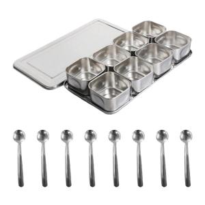 Detachable 6/8 Grids Storage Box Stainless Steel Kitchen Organizers With Secure Cover For Home And Restaurant Use