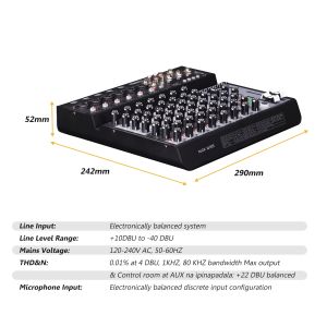 Audio mixer 4/6/8 channel DJ4/DJ6/DJ8 Propesyonal na audio mixer amplifier /Bluetooth/USB/MP3/PC support mixer