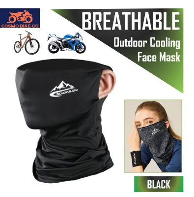SG Seller FAST Delivery - EAR LOOP Face Scarf Anti Dust UV Wind Protection Earloop Head Cover Neck Gaiter Helmet Liner Bandana Buff - Outdoor Sports Motorcycle Cycling Fishing Protective Headwear Headband Mask Covering Accessories - 1Pc BLACK/GREY/WHITE