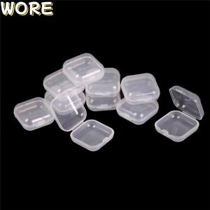 WORE 10Pcs Mini Clear Plastic Small Box Jewelry Earplugs Container Storage Box