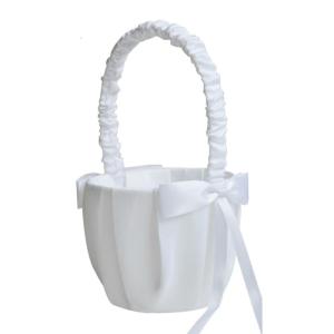 Party Decoration Basket Special Occasion Basket Charm White Satins Flower Basket for Enhancing Wedding Atmospheres