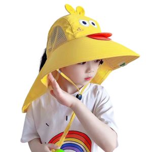 【COD&Local】Kids Girl Boys Bucket Hat Cute Cartoon Animal Summer Beach Sun Hat Wide Brim Fisherman Caps for Outdoor Play