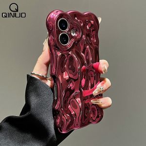 3D Wavy Meteorite Pattern Phone Case for iPhone 17 Air 16 15 14 13 12 11 Pro Max Plus Camera Protection Plating Shockproof Cover