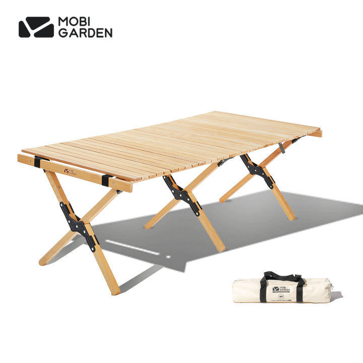 MOBI GARDEN Camping Wood Folding Table Outdoor Indoor Glamping Picnic  Wooden Lazada PH