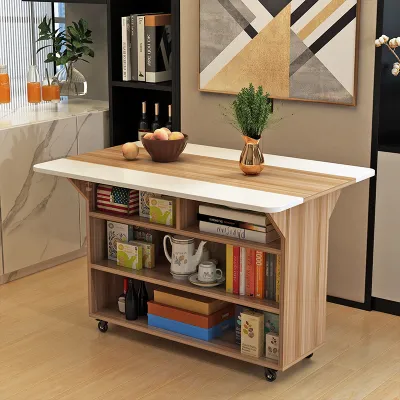 Dining Kitchen foldable Island with Removable Table Side Cabinet Sink Open-plan Bar Multi-functional Home