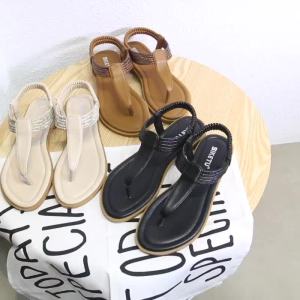 ＜822＞SIKETU ยี่ห้อ Sumer แฟชั่น2024คลิป Toe ส้นแบน Simpe รองเท้าแตะผู้หญิง Breathable น้ำหนักเบา T-Strap รองเท้าวันหยุดถัก42