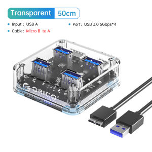 ORICO Transparent Type C USB Hub 4 Port Expansion With Power Supply Interface Usb 3.2 Fast Speed OTG Adapter