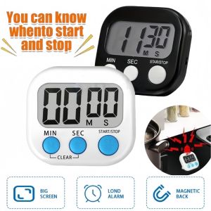 Digital Kitchen Timer Big Digital Multipupose Timer Study Timer Loud Alarm Magnetic Backing Stand with Large LCD Display for Cooking Baking Sports Games Multi Functional Kitchen Timer