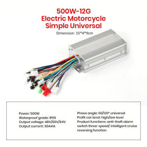 🏍️Electric Scooter Brushless Controller 500W 48V/60V/64V 60°/120° Universal Built-in Reverse Cruise Anti-theft Function Durable Waterproof Spare Parts for Ebike Motor