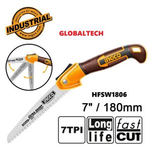 INGCO HFSW1806 GERGAJI LIPAT FOLDING SAW 7IN 180MM HAND SAW UNTUK KAYU PIPA HFSW1808