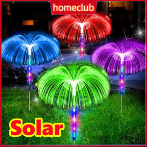 Colorful jellyfish fiber optic light waterproof plastic solar jellyfish butterfly light flower light colorful ground insert landscape decoration light wedding party