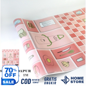DCH - Wallpaper Dinding 60cm x 1m Anti Api Air & Minyak Dinding Dapur Glossy Kitchen Set Mandi Foil