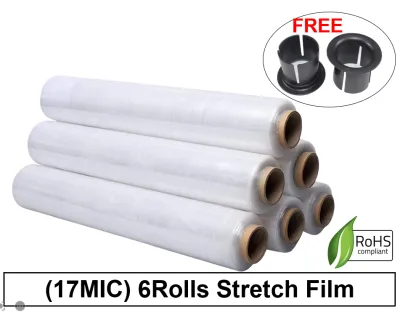 Stretch Film【CFL】(Clear / Black) 500MM (Width) x 17 / 23MIC (Thickness) x 1.4KG (1 Carton) 6 Rolls / Ctn Plastics / Pallet Wrapping Film 缠绕膜 / 拉伸膜
